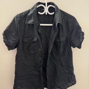 George Black Short Sleeve Button-Up Shirt (Size M Boys or XS Men’s)